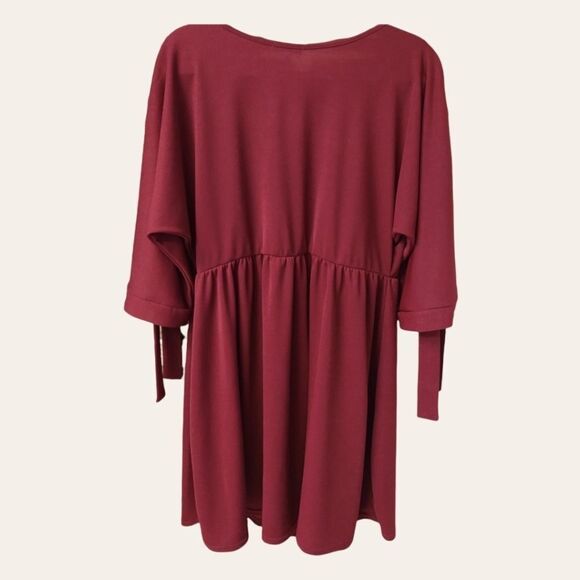 BooHoo Women's New Burgundy Arm tie midi dress  Plus Size 16 - Picture 9 of 10